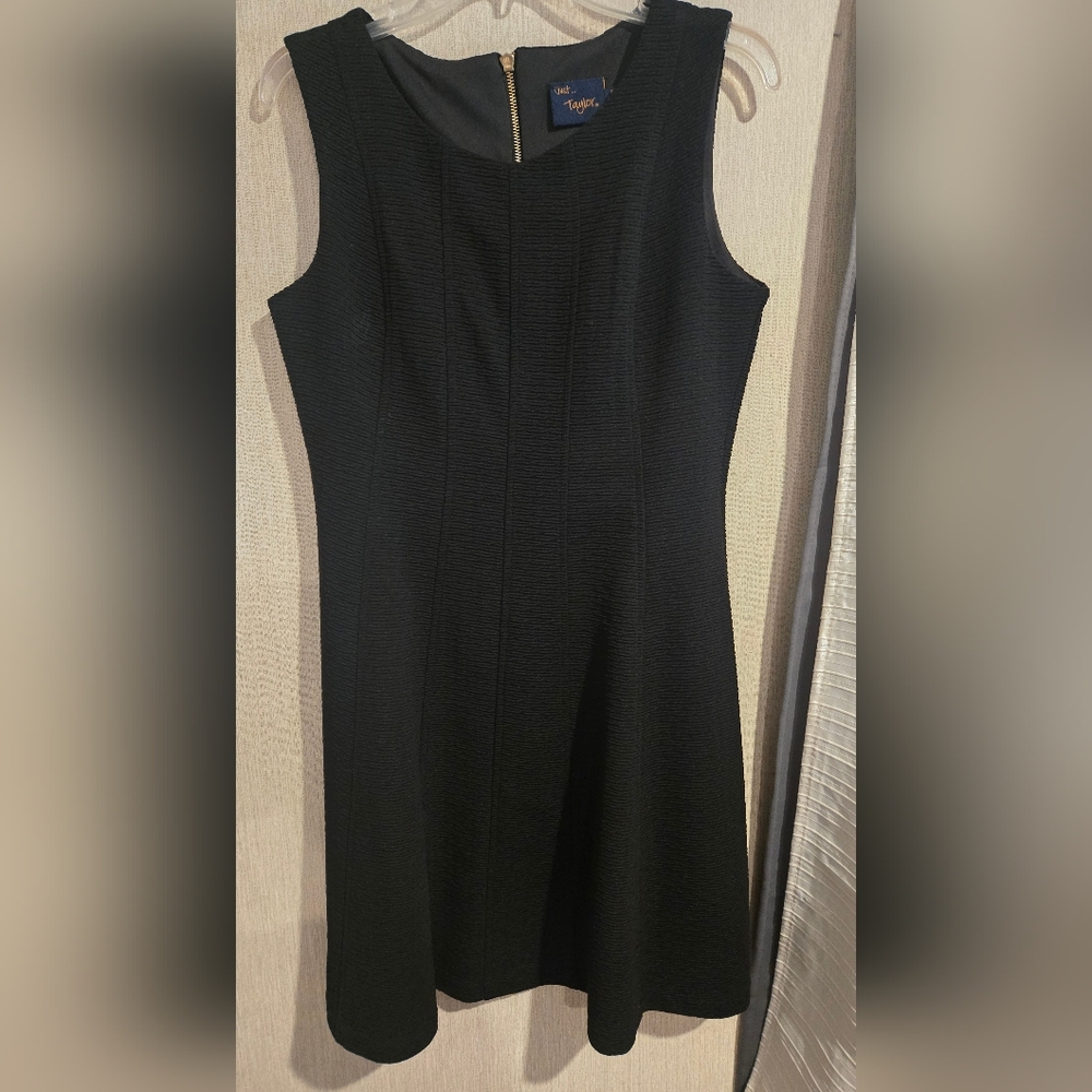 Black Textured Dress with Zipper Detail